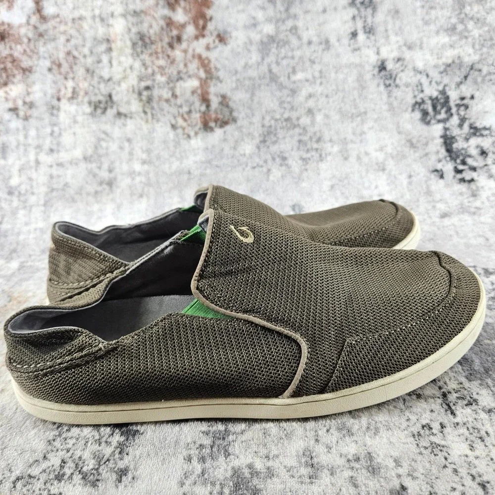OluKai‎ Nohea Mesh Slip On Shoes Mens 9.5 Brown Loafers Drop Heel Comfort